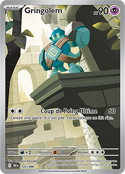 Carte Pokémon Illustration rare Gringolem 122/86 de la série Foudre Noire