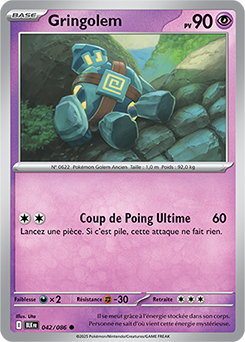 Carte Pokémon Communes Gringolem 42/86 de la série Foudre Noire