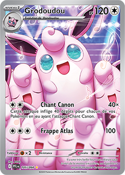 Carte Pokémon Illustration rare Grodoudou 105/94 de la série Flammes Fantasmagoriques