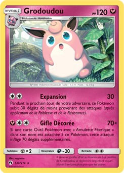 Carte Pokémon Rare Grodoudou 134/214 de la série Tonnerre Perdu