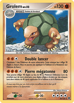 Carte Pokémon Rare Grolem 29/132 de la série Merveilles Secrètes