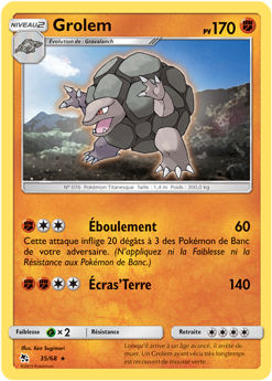 Carte Pokémon Rare Grolem 35/68 de la série Destinées Occultes