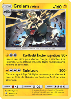 Carte Pokémon Grolem d'Alola 42/145 de la série Gardiens Ascendants en vente au meilleur prix