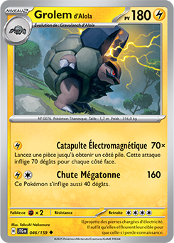 Carte Pokémon Peu commune Grolem d'Alola 46/159 de la série Aventures Ensemble