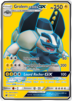 Carte Pokémon Grolem d'Alola GX 102/111 de la série Invasion Carmin en vente au meilleur prix