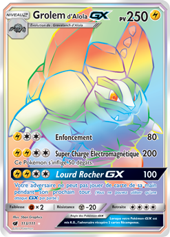 Carte Pokémon Grolem d'Alola GX 113/111 de la série Invasion Carmin en vente au meilleur prix