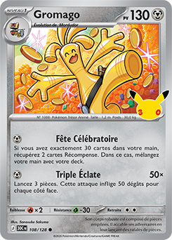 Carte Pokémon Communes Gromago 108/128 de la série 30e Anniversaire