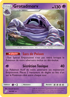 Carte Pokémon Rare Grotadmorv 63/181 de la série Duo de Choc