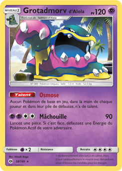 Carte Pokémon Holographique Rare Grotadmorv d'Alola 58/149 de la série Soleil & Lune