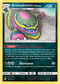 Carte Pokémon Rare Grotadmorv d'Alola 84/181 de la série Duo de Choc