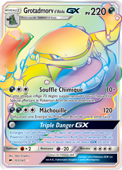 Carte Pokémon Secrète Rainbow GX Grotadmorv d'Alola GX 157/147 de la série Ombres Ardentes