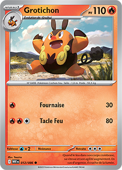 Carte Pokémon Communes Grotichon 12/86 de la série Flamme Blanche