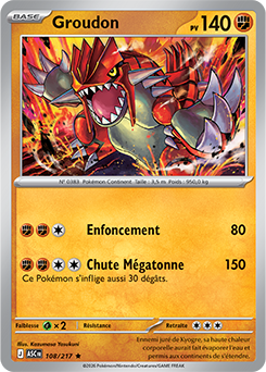 Carte Pokémon Groudon 108/217 de la série Héros Transcendants en vente au meilleur prix