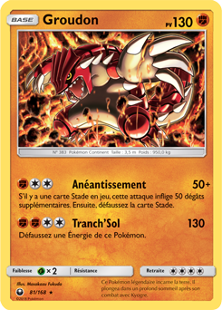 Carte Pokémon Holographique Rare Groudon 81/168 de la série Tempête Céleste