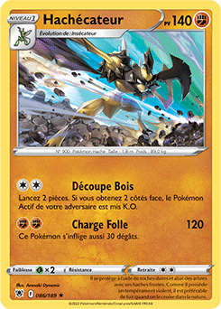 Carte Pokémon Holographique rare Hachécateur 086/189 de la série Astres Radieux