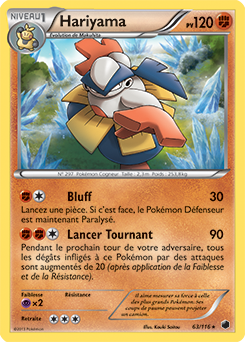 Carte Pokémon Rare Hariyama 63/116 de la série Glaciation Plasma