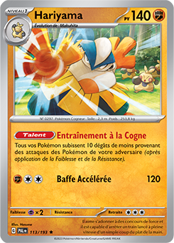 Carte Pokémon Rare Hariyama 113/193 de la série Évolutions à Paldea