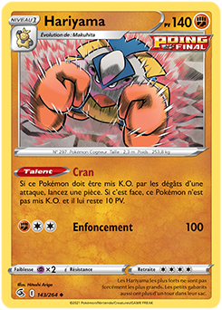 Carte Pokémon Hariyama 143/264 de la série Poing de Fusion en vente au meilleur prix