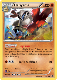 Carte Pokémon Rare Hariyama 52/111 de la série Poings Furieux