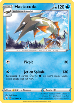 Carte Pokémon Rare Hastacuda 53/192 de la série Clash des Rebelles