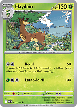 Carte Pokémon Peu commune Haydaim 7/86 de la série Flamme Blanche