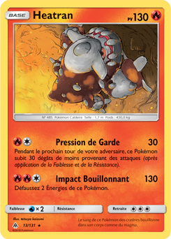 Carte Pokémon Rare Heatran 13/131 de la série Lumière Interdite