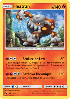 Carte Pokémon Holographique Rare Heatran 48/214 de la série Tonnerre Perdu