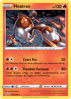 Carte Pokémon Heatran 25/189 de la série Ténèbres Embrasées en vente au meilleur prix