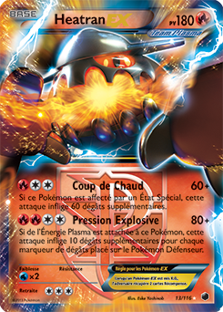 Carte Pokémon Heatran EX 13/116 de la série Glaciation Plasma en vente au meilleur prix