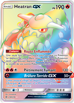 Carte Pokémon Secrète Rainbow GX Heatran GX 238/236 de la série Harmonie des Esprits