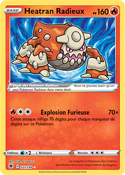 Carte Pokémon Heatran Radieux 027/189 de la série Astres Radieux en vente au meilleur prix