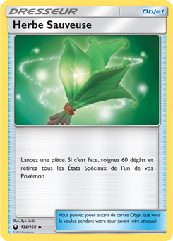 Carte Pokémon Peu commune Herbe sauveuse 136/168 de la série Tempête Céleste