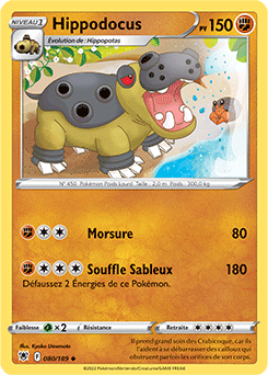 Carte Pokémon Peu commune Hippodocus 080/189 de la série Astres Radieux