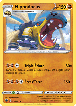 Carte Pokémon Hippodocus 94/189 de la série Ténèbres Embrasées en vente au meilleur prix