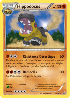 Carte Pokémon Holographique Rare Hippodocus 88/160 de la série Primo Choc