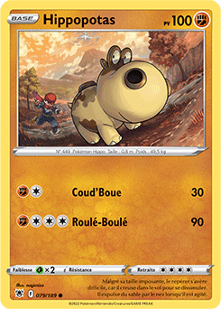 Carte Pokémon Hippopotas 079/189 de la série Astres Radieux en vente au meilleur prix