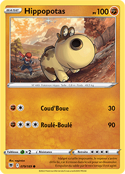 Carte Pokémon Communes Hippopotas 079/189 de la série Astres Radieux