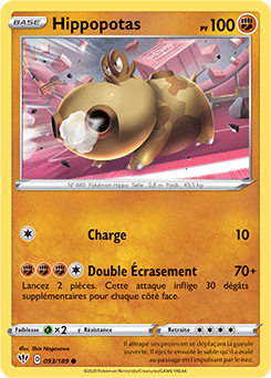 Carte Pokémon Hippopotas 93/189 de la série Ténèbres Embrasées en vente au meilleur prix