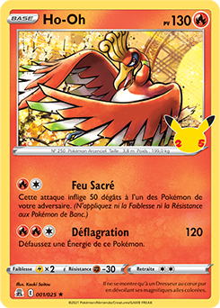 Carte Pokémon Rare Ho-Oh 1/25 de la série Célébrations