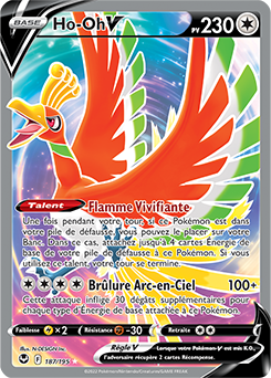 Carte Pokémon Full Art V Ho-Oh V 187/195 de la série Tempête Argentée