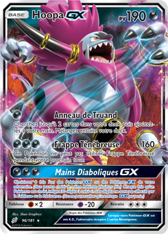 Carte Pokémon Pokémon GX Hoopa GX 96/181 de la série Duo de Choc