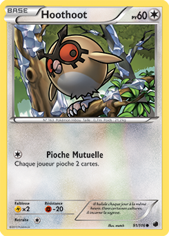 Carte Pokémon Commune Hoothoot 91/116 de la série Glaciation Plasma
