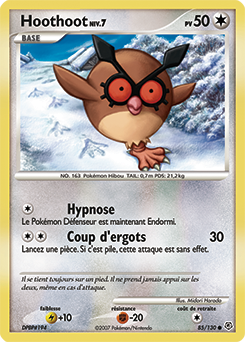 Carte Pokémon Hoothoot 85/130 de la série Diamant & Perle en vente au meilleur prix