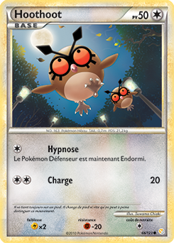 Carte Pokémon Commune Hoothoot 66/123 de la série HeartGold SoulSilver