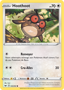 Carte Pokémon Hoothoot 143/202 de la série Épée et Bouclier en vente au meilleur prix