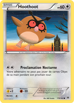 Carte Pokémon Commune Hoothoot 119/162 de la série Impulsion Turbo