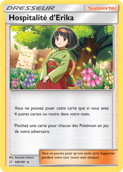 Carte Pokémon Holographique Rare Hospitalité d'Erika 140/181 de la série Duo de Choc