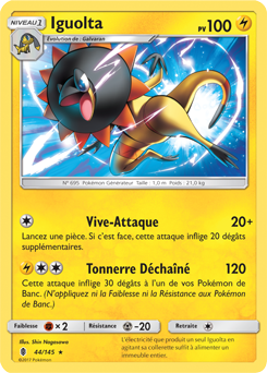 Carte Pokémon Rare Iguolta 44/145 de la série Gardiens Ascendants