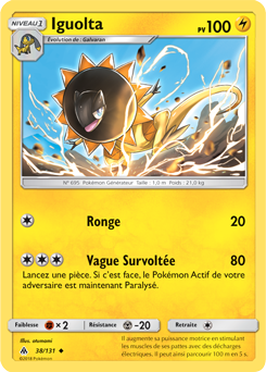 Carte Pokémon Peu commune Iguolta 38/131 de la série Lumière Interdite