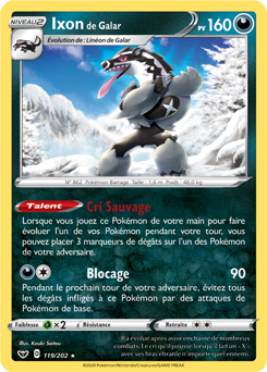 Carte Pokémon Ixon de Galar 119/202 de la série Épée et Bouclier en vente au meilleur prix